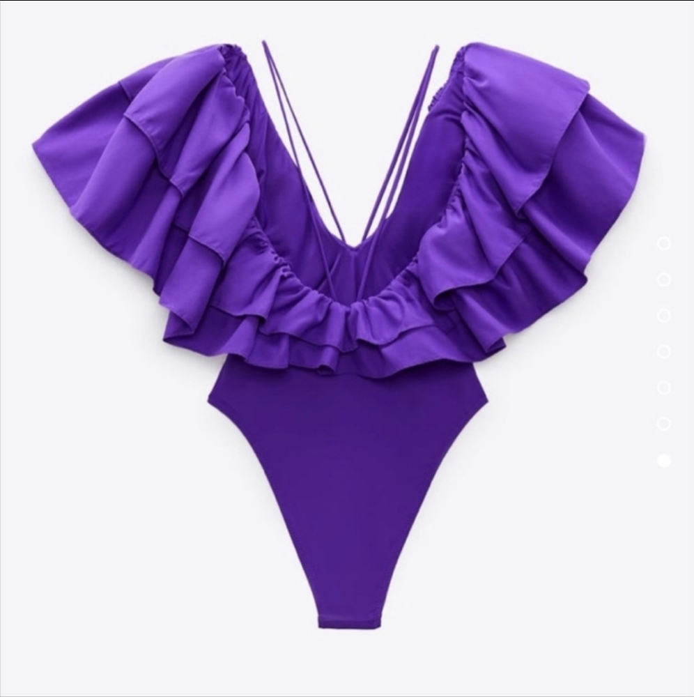 Zara LARGE RUFFLE SWIMSUIT - Picture 12 of 16